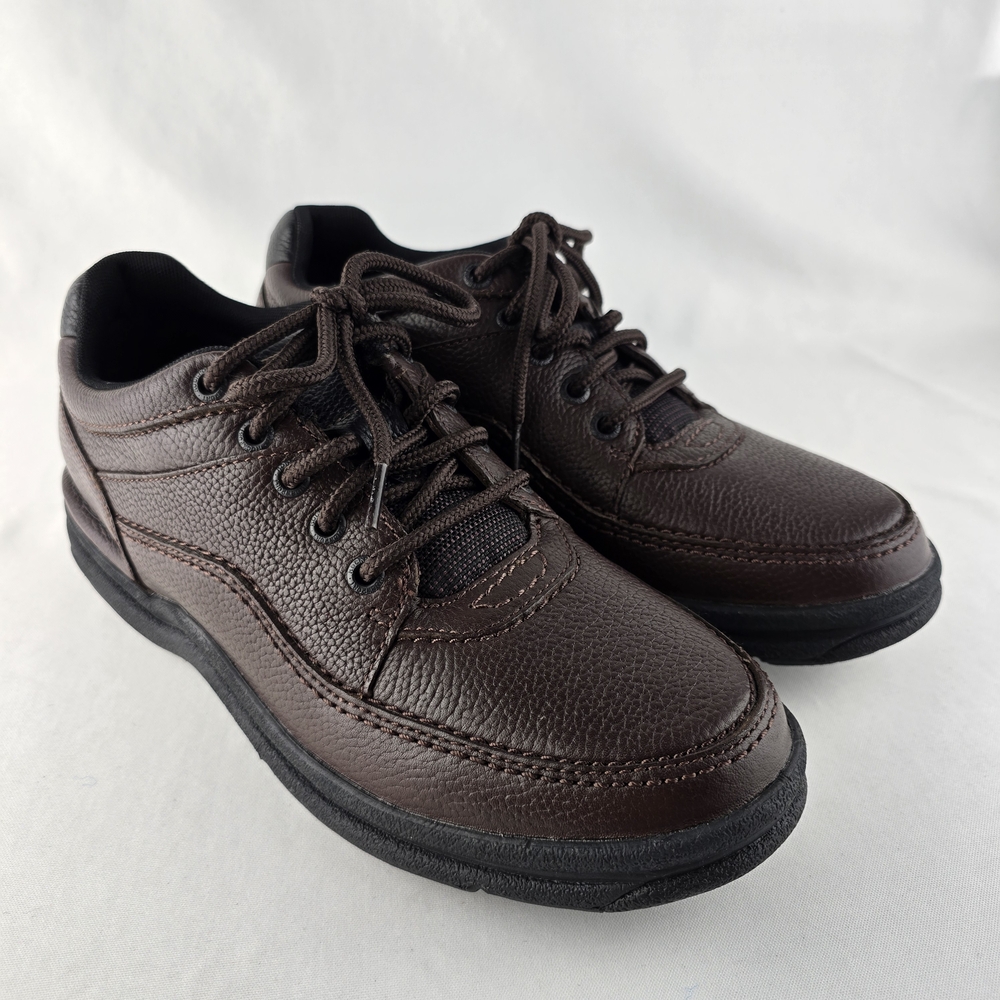 Rockport Men's World Tour Classic Walking Shoes Brown Pebbled Leather K70884 9 - Picture 4 of 14